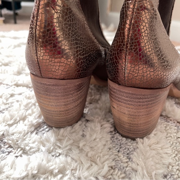 Sundance Belem Brown Metallic Gold Leather Booties Size 39 / 8 - Picture 5 of 10